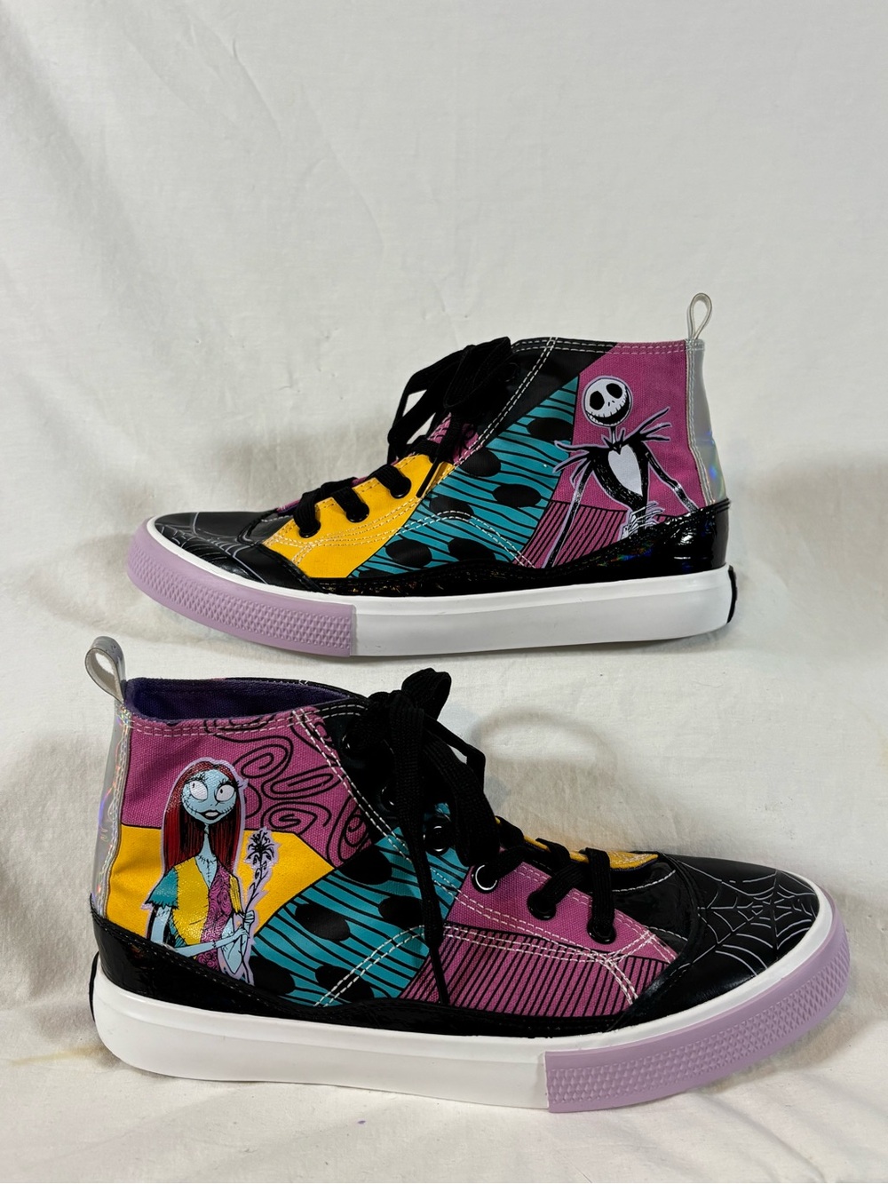 Disney Nightmare Before Christmas Jack Sally Holographic High Top Sneakers Sz 7